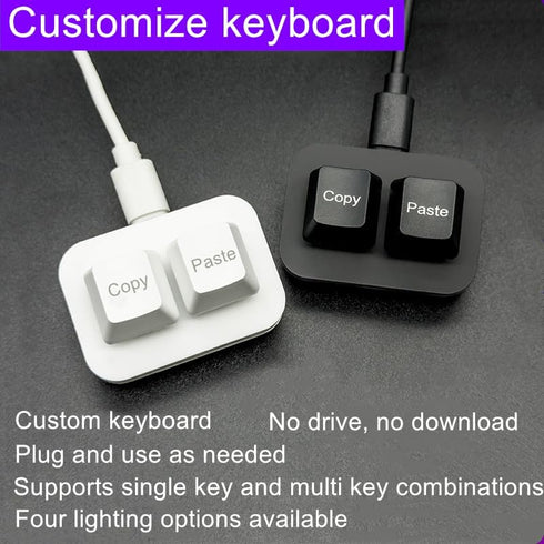 USB mini 2-key keyboard Copy and Paste, programmable macro keyboard, hot swappable mechanical keyboard, with 1.5 meter USB data cable (Black)...
