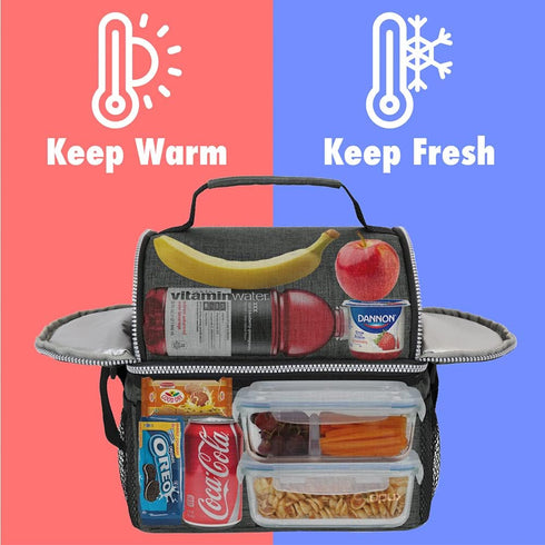 OPUX Lunch Box for Men, Adult Lunch Box Cooler, Insulated Lunch Bag Women, Dual Compartment Lunchbox for Work, Leakproof Double Decker Lunch Bag, ...