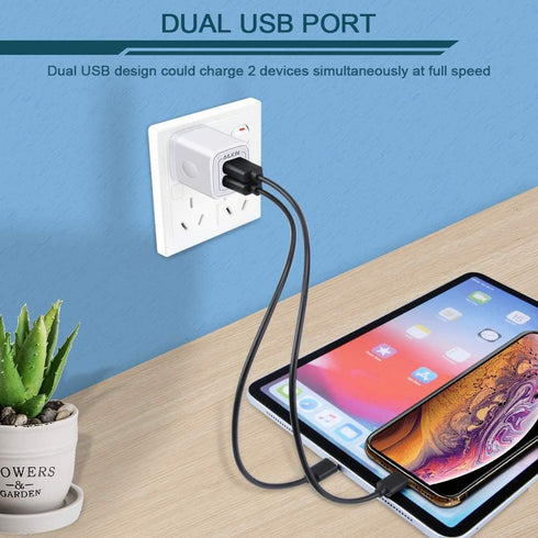 ?5Pcs? USB Plug, Wall Charger Fast Charging Block, Power Adapter Cube 2 Port Charge Travel Brick Cell Quick Chargers Box cargador for iPhone 14 13...