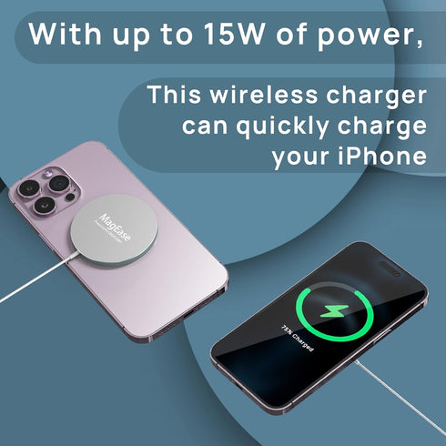 Magnetic Wireless Charger, MagEase 15W Wireless Charger Magnetic Compatible with iPhone 15/14/13/12 Series and AirPods 3/2/Pro-White...