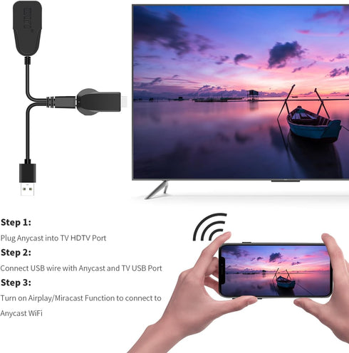 Anycast HDTV Wireless Display Adapter WiFi 1080P Mobile Screen Mirroring Receiver Dongle to TV/Projector Receiver Support Android Mac iOS Windows....