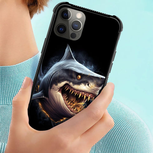 DJSOK Case Compatible with iPhone 13 Mini, Golden Toothed Shark Case for iPhone 13 Mini for Man Boys Girls Dual Layer Shockproof Rugged Cover Patt...