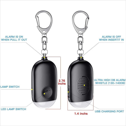 Safesound Personal Alarm Siren Song 1-Pack - 130dB Self Defense Alarm Keychain with Emergency LED Flashlight - Security Personal Protection Device...