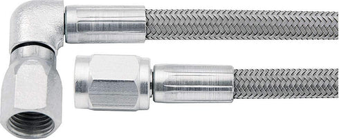 Allstar Performance AN Hose Assembly, 20 in Long, 3 AN Hose, 3 AN Straight Female to 3 AN 90 Degree Female, Braided Stainless, PTFE Lined, Each...