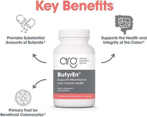 Allergy Research Group ButyrEn - Butyrate Gut Health Supplement for Women and Men, Colon and Digestive Support with Tributyrate Complex, Butyric A...