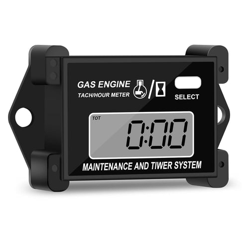 Digital Tachometer Small Engine Tach Hour Meter, Inductive Tacho Gauge, Total Time, Job Timer, RPM Meter, for Snowmobile Skis Motor Bike Go Kart L...