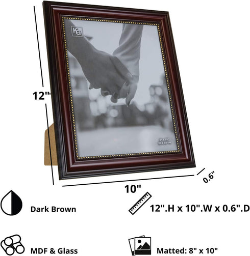 Kiera Grace Classic Traditional Lucy Picture Frame, 8" x 10", Dark Brown...