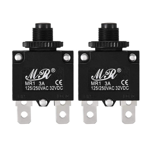 uxcell 2Pcs Thermal Overload Protector AC 125/250V 3A Push Button Reset Circuit Breaker...