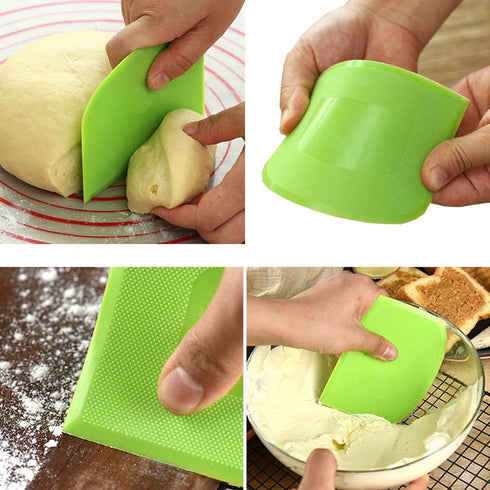 2 Pieces Dough Scraper Bowl Scraper Food-safe Plastic Dough Cutter Flexible Plastic Scraper Practical Bench Scraper Multipurpose Food Scrappers fo...