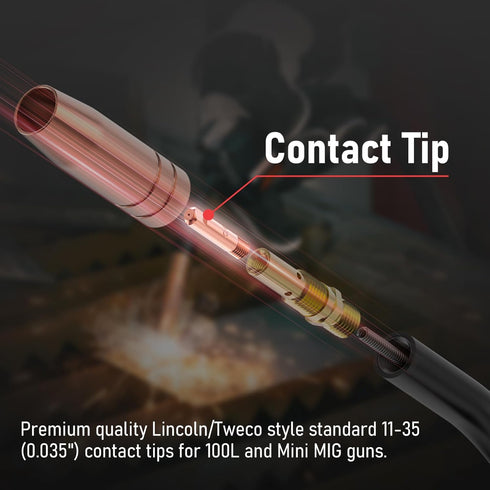 YESWELDER 25-pk MIG Welding Contact Tip 11-35 (0.035") for Lincoln Tweco MIG Guns 100L Mini...