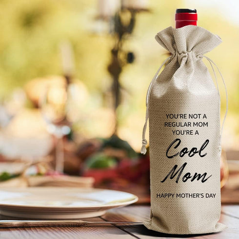 Mothers Day Wine Bag Gift from Daughter Son Funny Wine Bag - Mothers Day Wine Bag- Funny Gift for Mom - You're not a Regular mom, You're a Cool Mo...