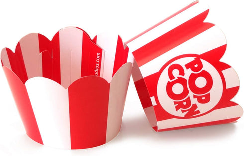 Popcorn Cupcake Wrappers, Red and White Striped - Circus Party Supplies, Carnival Decorations, and Movie Night Theme - Set of 48 for Birthday Part...