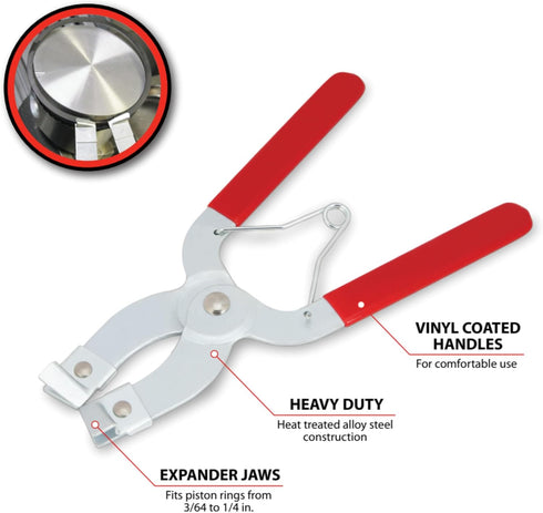 Performance Tool W80575 Piston Ring Compressor Pliers - Installs and Removes Rings 3/64-Inch through 1/4-Inch - Comfortable Vinyl Grip Handles...