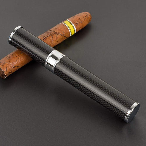 Carbon Fiber Cigar Case Tube, Super Slim and Light Cigar Carrying Holders Travel Case (Humidors Black, One Figure)...