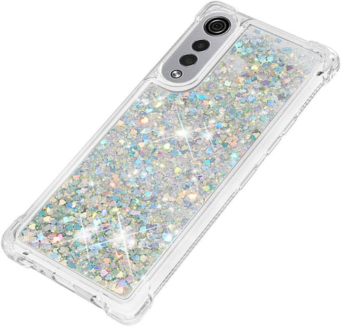 Fit for LG Velvet 5G Fashion Cute Phone Case,Quicksand Flowing Glitter Bling Flowing Liquid Floating Shiny Sparkle Soft TPU Protective Girls Women...