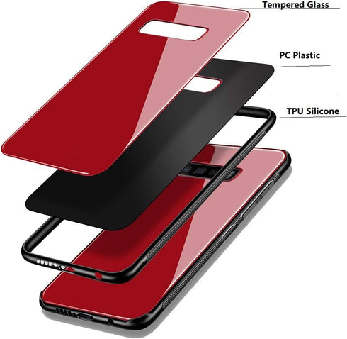 Case for Samsung S10 Plus,with Tempered Glass Quality Back,TPU Frame Hybrid Shell,Slim Covers,Anti-Drop...