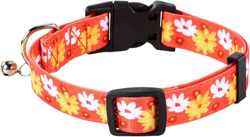 Adjustable Dog Collar with bell-Special Design Patterns, Ultra Comfy Soft Nylon Breathable Pet Collar for Small Medium Large Dogs...