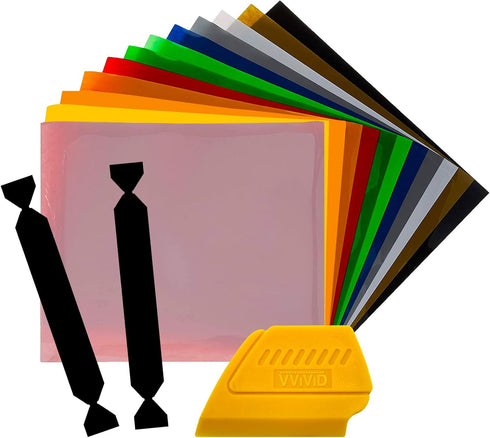 Siser Heat-Transfer Vinyl Bundle Including Detailer Squeegee and 2X Black Felt Decals (12" x 7.5" 12 Color Pack)...
