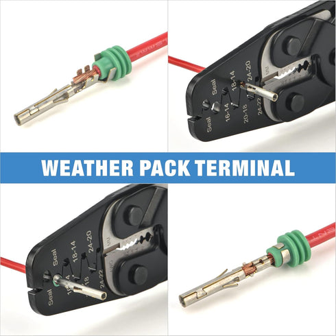 iCrimp IWC-1424AB Wire Crimping Tool for Weather Pack Terminals, Metri Pack Connectors, Open Barrel Terminals, Stamped Contacts with Built-in Wire...