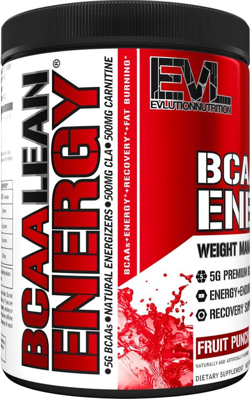 EVL BCAA Lean Energy Powder - Pre Workout Green Tea Fat Burner Support with BCAAs Amino Acids and Clean Energizers - BCAA Powder Post Workout Reco...