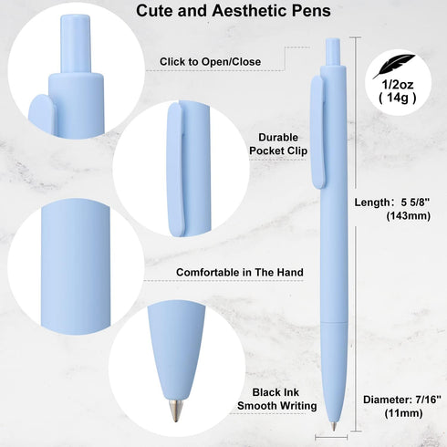 Black Gel Pens Fine Point Smooth Writing Pens Bulk, Soft Touch Cute Pens Aesthetic School Supplies, 0.5mm Black Ink Pens for Journaling, Cute Offi...