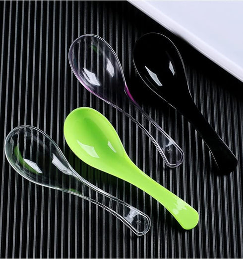 50 PCS Disposable Clear Plastic Spoons,Asian Soup Spoons,Chinese Spoons,tasting spoon,front dish spoon,Plastic Cutlery(Clear round bottom)...