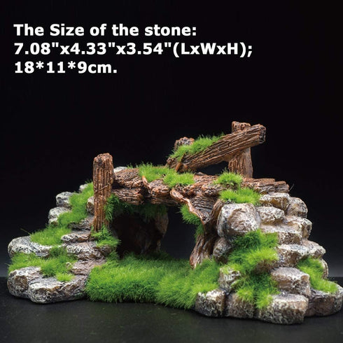Fish Tank Decoration Moss Rockery Stone Plants Wood Ruins Landscaping Turtle Tank Decoration Fish Shrimp Shelter...