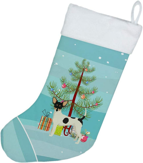 Caroline's Treasures CK3567CS Toy Fox Terrier Christmas Tree Christmas Stocking Fireplace Hanging Stockings Christmas Season Party Decor Family Ho...
