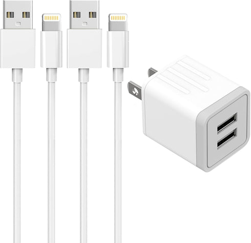 Single Port Wall Charger Plug with 5-Feet Cable Charge Sync Compatible with iPhone 14/14 Pro Max/13/12/12 Mini/11/X/8/8 Plus/7/6/5 iPods iPads Air...