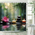 Zen Shower Curtain Asian Lotus Bamboo Zen Stone Floral Water Ripple Spa Relaxation Elegant Plant Wildflower Rustic Bathroom Decor Curtains 70x70 i...