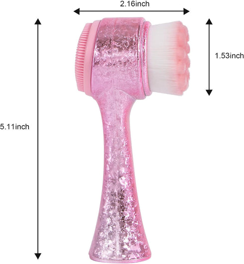 Face Brush 2 in 1, Facial Cleansing Exfoliating Brush with Ultra Fine Soft Bristles for Pore Deep Cleansing Silicone Double Side Face Wash Scrub B...