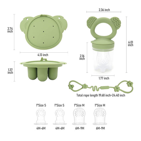 2 Pack Silicone Baby Food Feeders + Mini Freezer Tray for 4 Months+ Infant Solid Food Safe Self Feeding, BPA Free Breastmilk Popsicle Teether Set ...