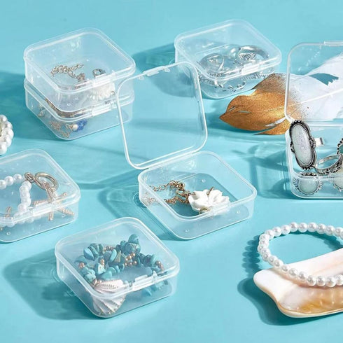 2 Pack Bead Organizers Box Clear Mini Plastic Bead Storage Containers Transparent 13 Pieces Storage Box with Lid...