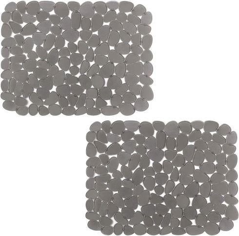 OTHWAY 2Pcs Kitchen Sink Mats, 15.8" x12" Scratch Free Sink Protector for Stainless Steel/Porcelain Sink, Pebble Design Quick Drain Dish Drying Ma...