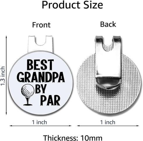 Best Grandpa by Par Golf Ball Marker with Magnetic Hat Clip, Funny Golf Accessories and Golf Gifts for Men Grandpa, Birthday Christmas Retirement ...