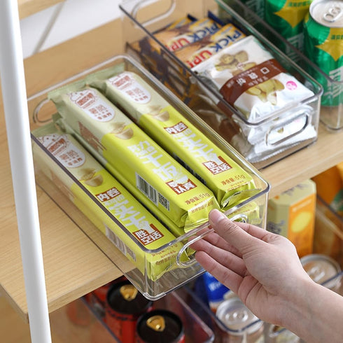 Refrigerator Organizer, Food Pantry Storage and Storage Box with Hollow Out Handles, Clear Plastic Storage Cabinet, BPA Free, Multi-Size Storage S...