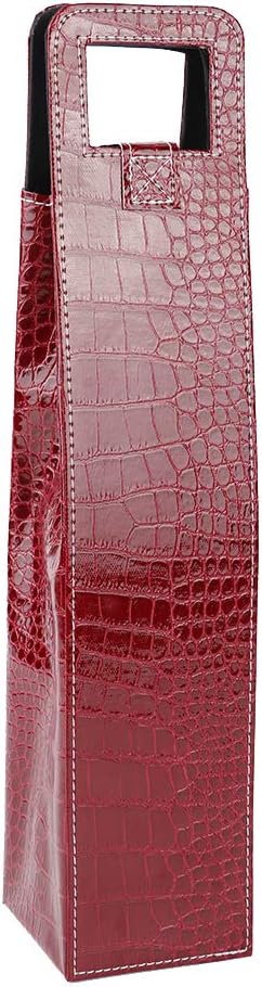 Wine Tote Bag 1 bottle PU Resuable Leather Single Wine Tote Holder Insulated Wine Tote Bag Champagne Beer Gift Bags Carrier(red)...