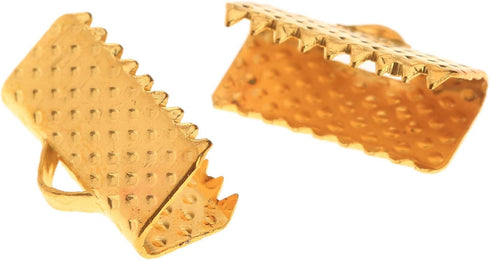 dophee 100Pcs Ribbon Clamps Crimp Ends with Loop, Beads Clasps Hook Tips Clips Connectors Cord Ends DIY Craft Kit for Jewelry Making Bracelet Clos...