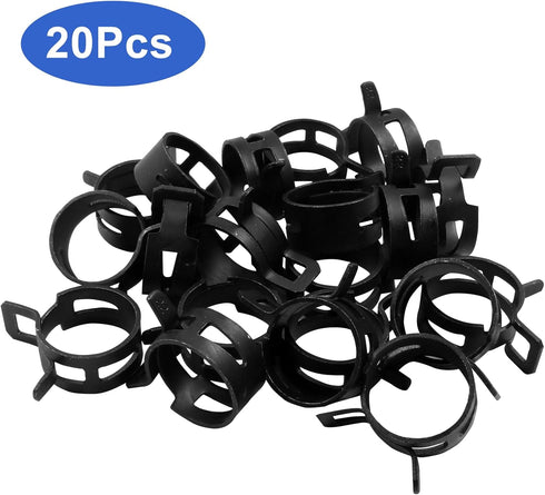 20 Pcs 0.86 Inch ID Spring Band Type Clamps, 22mm Fuel Hose Clamps Fasteners, Black Spring Hose Clip for Fuel Hose Line Water Pipe Air Tube Hose...