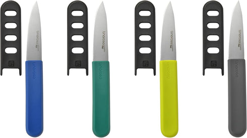 linoroso Paring Knife with Cover of 4, Paring Knife Set for Camping, 3.5" Paring Knife Set of Premium Stainless Steel, Ultra Sharp Small Kitchen K...