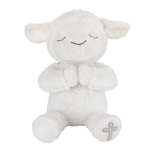 Little Love by NoJo Baptism White Plush Lamb with Praying Hands and Embroidered Cross...