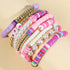 5-12Pcs Surfer Bead Bracelets Set Y2k Star Love Heart Charms Bracelets Vinyl Disc Heishi Colorful Clay Beaded Stretch Bracelet for Women Boho Summ...
