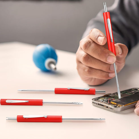 20 Pcs Pocket Screwdriver Double End Mini Screwdriver Set Dual-use Valve Core Removal Tool with Clips Slotted Screwdriver for Ring Doorbell Electr...