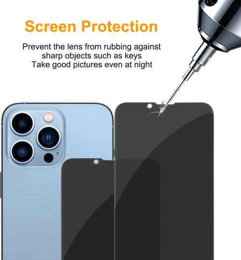 pehael [2 Pack iPhone 14/iPhone 13/iPhone 13 Pro Privacy Screen Protector Anti-Spy Tempered Glass Film 9H Hardness Upgrade Edge Protection Easy In...