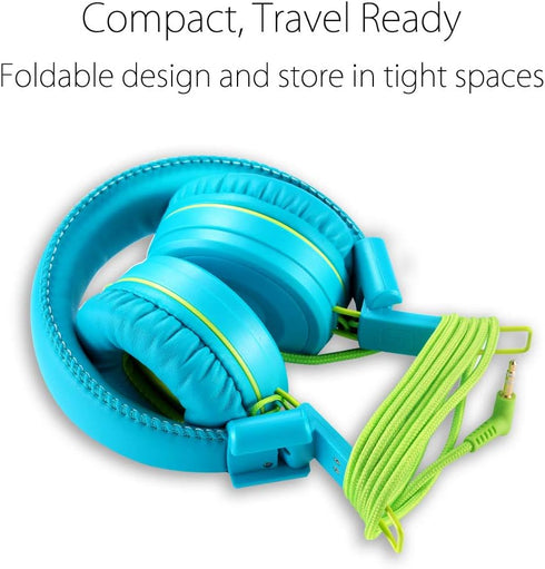 noot products Kids Headphones K22 Foldable Stereo Tangle-Free 5ft Long cord 3.5mm Jack Plug in Wired On-Ear Headset for iPad/Amazon Kindle Fire/Bo...
