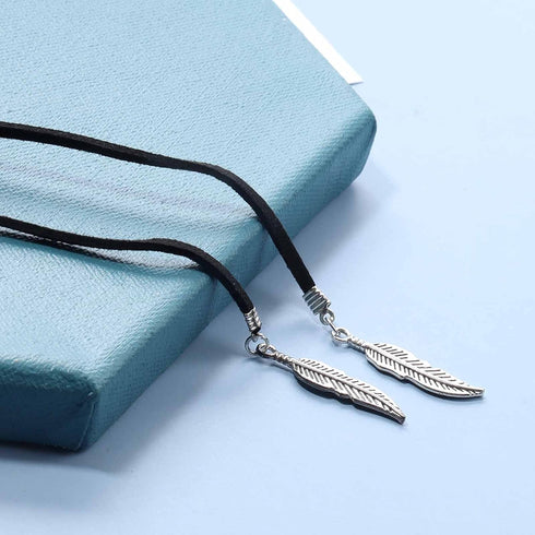 Boho Velvet Necklace Layered Black Suede Cord Choker Necklace Gothic Long Necklaces Chain Tassel Feather Drop Chain Necklace Jewelry for Women...