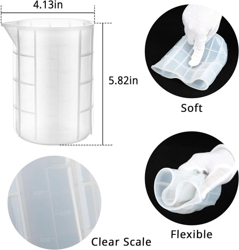 Gartful 700ml Extra Large Silicone Measuring Cups, Resin Mixing Cups for Epoxy, Jewelry Casting Molds, Acrylic Paint Pouring, Nonstick Reusable Cr...