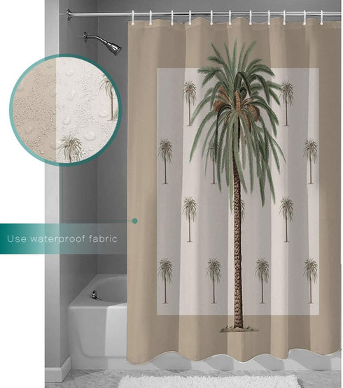 Palm Tree Shower Curtain Set with Hook 36" x 72",Tropical Summer Beach Plant Leaves Washable Cloth Polyester Fabric Shower+Curtain,Waterproof Bath...