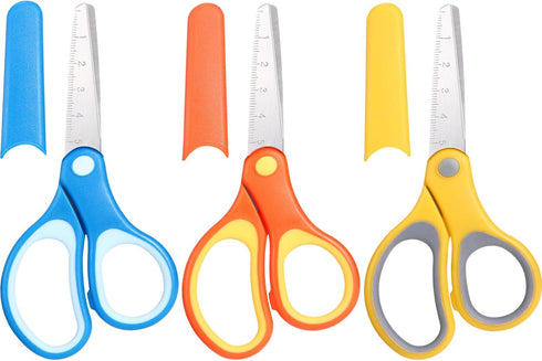 6 Inch Left/Right Handed Kids Scissors, Safety Blunt Tip Toddler Scissors Stainless Steel Blade Scissors with Cover for Children Teacher School Cr...