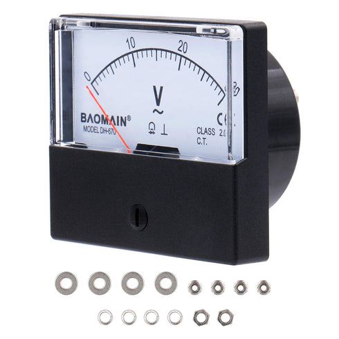 Baomain Voltmeter DH-670 AC 0-30V Rectangular Class 2.5 Analog Panel Volt Voltage Meter...